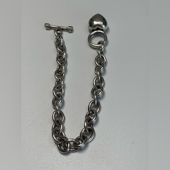 Silpada Rare Sterling Silver Puffy Heart Toggle Clasp Bracelet - Picture 3 of 15
